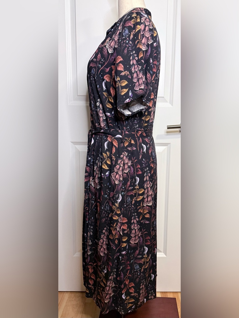 NEW Disturbia Foxglove Midi Shirt Dress Pockets Dark Botanical Goth Grunge US12 - Picture 6 of 13